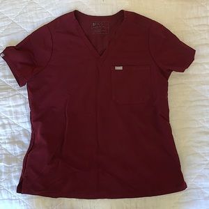 Figs one pocket maroon scrub top